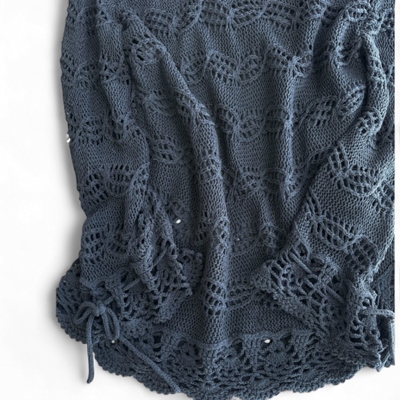 Joseph A. Crochet Knit Sweater Teal Green Women’s Size M Boho Vintage Style - Picture 5 of 7